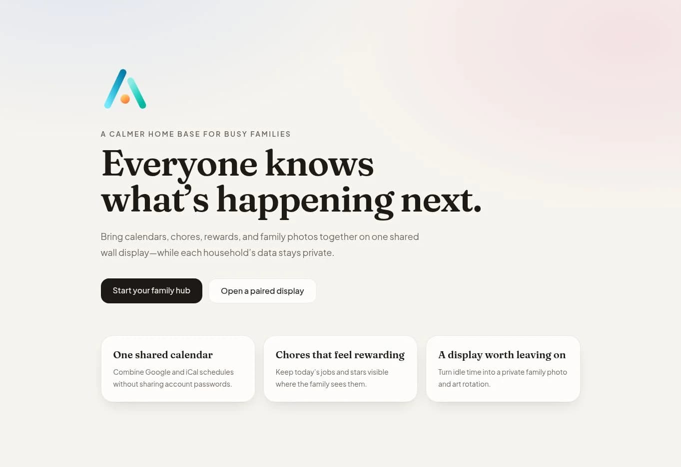 FamHub website, a custom family calendar, chores, and allowance web app