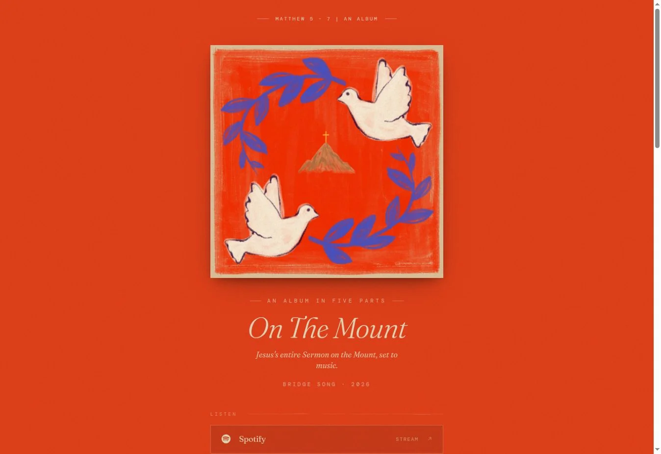 On The Mount Music artist website with its album and music listening links